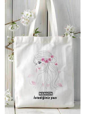 Manken Baskılı Bez Omuz Çantası Kişiye Özel Model 4