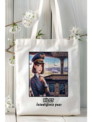 Pilot Baskılı Bez Omuz Çantası Kişiye Özel Model 4