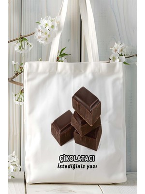Çikolatacı Baskılı Bez Omuz Çantası Kişiye Özel Model 7
