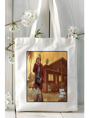 Grand Theft Auto Gta Oyun Baskılı Bez Çanta Omuz Çantası Kişiye Özel Model 20