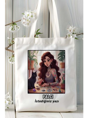 Falcı Baskılı Bez Omuz Çantası Kişiye Özel Model 16