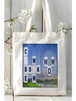 Words Of Wonders Mobil Oyun Baskılı Bez Çanta Omuz Çantası Çift Tafaflı Baskı Kişiye Özel 1