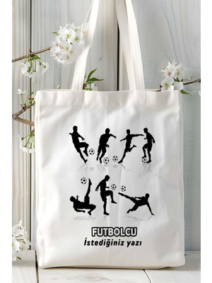 Futbolcu Baskılı Bez Omuz Çantası Kişiye Özel Model 3