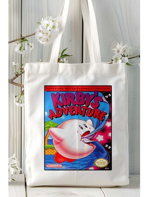 Kirbys Adventure Oyun Baskılı Bez Çanta Omuz Çantası Kişiye Özel Model 1