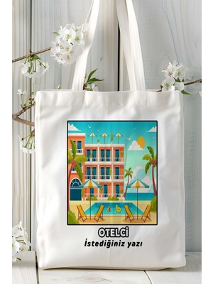 Otelci Baskılı Bez Omuz Çantası Kişiye Özel Model 11