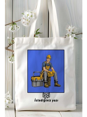 Işçi Baskılı Bez Omuz Çantası Kişiye Özel Model 8