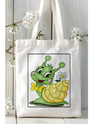 Art Hediye Kadın Salyangoz Baskılı Bez Çanta Model 3 Kaliteli Kumaşla Şık Görünüm Sunuyor