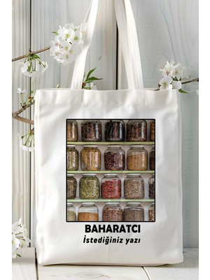 Baharatcı Baskılı Bez Omuz Çantası Kişiye Özel Model 2