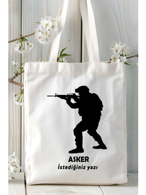 Asker Baskılı Bez Omuz Çantası Kişiye Özel Model 5