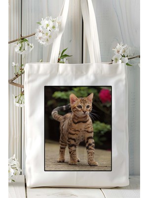 Bengal Kedi Baskılı Omuz Çanta Kişiye Özel Model 3