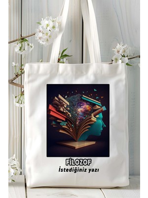 Filozof Baskılı Bez Omuz Çantası Kişiye Özel Model 3