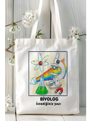 Biyolog Baskılı Bez Omuz Çantası Kişiye Özel Model 3