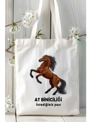 At Biniciliği Atçılık At Baskılı Bez Omuz Çantası Kişiye Özel Model 20