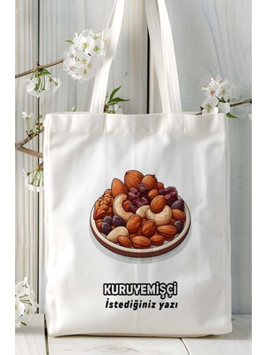 Kuru Yemişçi Baskılı Bez Omuz Çantası Kişiye Özel Model 2