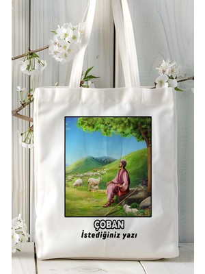 Çoban Baskılı Bez Omuz Çantası Kişiye Özel Model 16