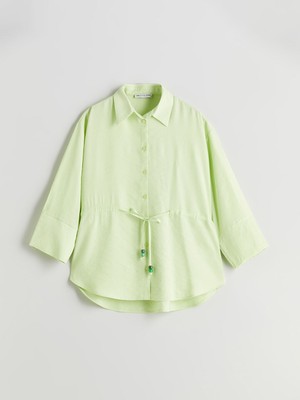 Lc Waikiki Yeni Sezon Baglamali Ip Detayli Oversize Kadin Gomlek - S5QH26Z8