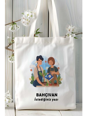 Bahçıvan Baskılı Bez Omuz Çantası Kişiye Özel Model 13