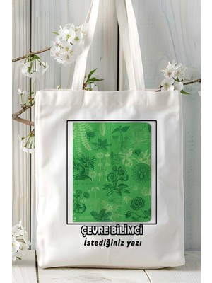 Çevrebilimci Baskılı Bez Omuz Çantası Kişiye Özel Model 12