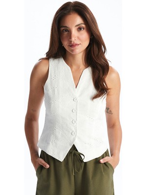 Lc Waikiki Yeni Sezon V Yaka Nakisli Kadin Klasik Yelek - S5RA78Z8