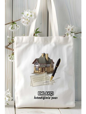 Emlakçı Baskılı Bez Omuz Çantası Kişiye Özel Model 7