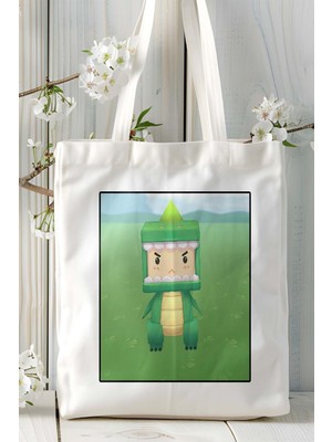 Mini World Mobil Oyun Baskılı Bez Çanta Omuz Çantası Çift Tafaflı Baskı Kişiye Özel 12