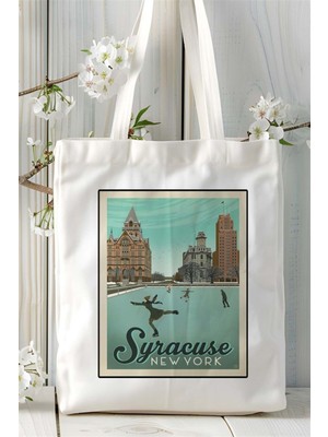 Syracuse Baskılı Bez Çanta Omuz Çantası Kişiye Özel Desen