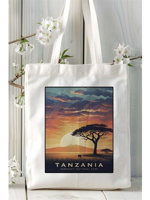 Tanzania Tanzanya Baskılı Bez Çanta Omuz Çantası Kişiye Özel Desen 2