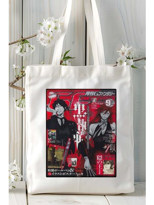 Black Butler (Kuroshitsuji) Baskılı Bez Omuz Çantası Kişiye Özel Model 1