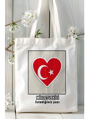 Milletvekilli Baskılı Bez Omuz Çantası Kişiye Özel Model 4