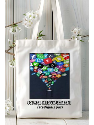 Sosyal Medya Uzmanı Baskılı Bez Omuz Çantası Kişiye Özel Model 11