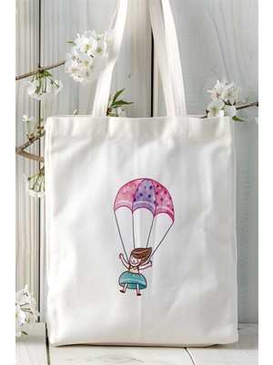 Paraşütle Atlama Baskılı Bez Çanta Kişiye Özel Model 1