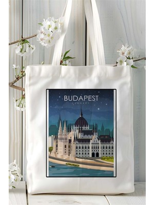 Budapest Baskılı Bez Çanta Omuz Çantası Kişiye Özel Desen