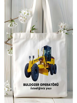 Buldozer Operatörü Baskılı Bez Omuz Çantası Kişiye Özel Model 5