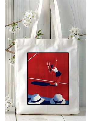 Tenis Baskılı Bez Çanta Omuz Çantası Kişiye Özel Desen 4
