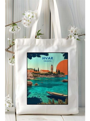 Hvar Baskılı Bez Çanta Omuz Çantası Kişiye Özel Desen 2