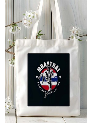 Muay Thai Baskılı Bez Çanta Omuz Çantası Kişiye Özel Desen