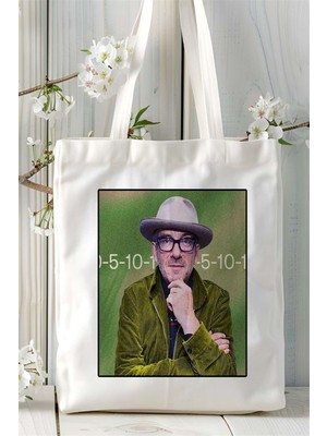 Elvis Costello Baskılı Bez Çanta Omuz Çantası Kişiye Özel Desen 2
