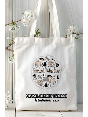 Sosyal Hizmet Uzmanı Baskılı Bez Omuz Çantası Kişiye Özel Model 1