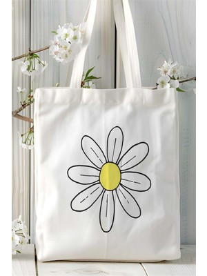 Papatya Baskılı Bez Çanta Kişiye Özel Model 3