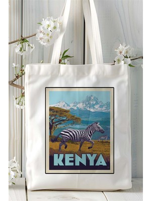 Kenya Baskılı Bez Çanta Omuz Çantası Kişiye Özel Desen
