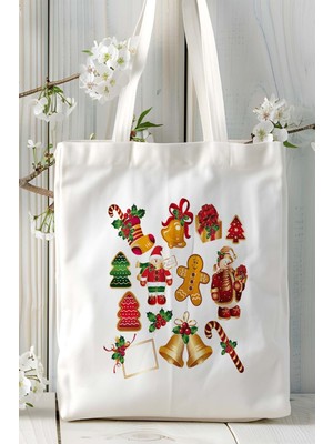 Yılbaşı Baskılı Bez Omuz Çantası Kişiye Özel Model 33