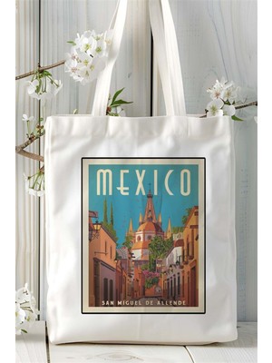 Mexico Baskılı Bez Çanta Omuz Çantası Kişiye Özel Desen