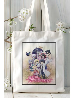 Isekai Wa Smartphone To Tomo Ni. Baskılı Bez Omuz Çantası Kişiye Özel Model 2