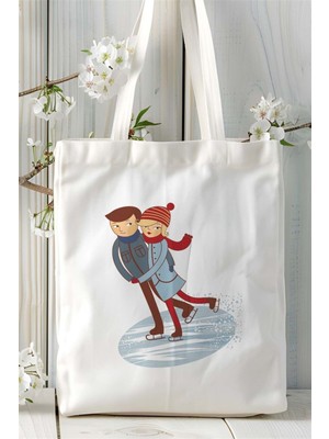 Buz Pateni Baskılı Bez Çanta Kişiye Özel Model 5