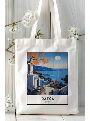 Datca Baskılı Bez Çanta Omuz Çantası Kişiye Özel Desen