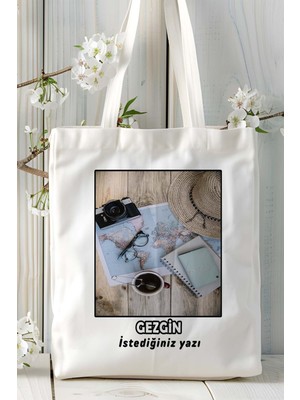 Gezgin Baskılı Bez Omuz Çantası Kişiye Özel Model 9