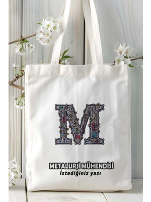 Metalurji Mühendisi Baskılı Bez Omuz Çantası Kişiye Özel Model 4