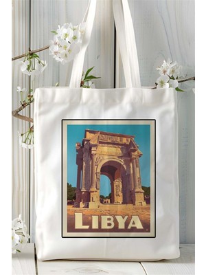 Libya Baskılı Bez Çanta Omuz Çantası Kişiye Özel Desen
