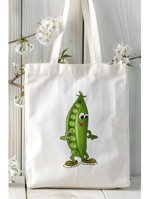 Bezelye Baskılı Bez Çanta Kişiye Özel Model 1