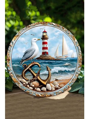 Deniz Temalı Ahşap Duvar Süsü, 20X20 Cm, Şık ve Doğal Dekorasyon.